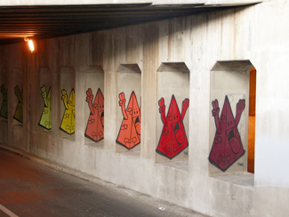 Photo of final mural artwork painted under the I-70 viaduct during the 'duct-work Event (October 6, 2016).