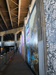 Photo of mural artwork painted under the I-70 viaduct during the 'duct-work Event (September 30, 2016).