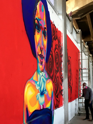 Photo of mural artwork painted under the I-70 viaduct during the 'duct-work Event (September 30, 2016).